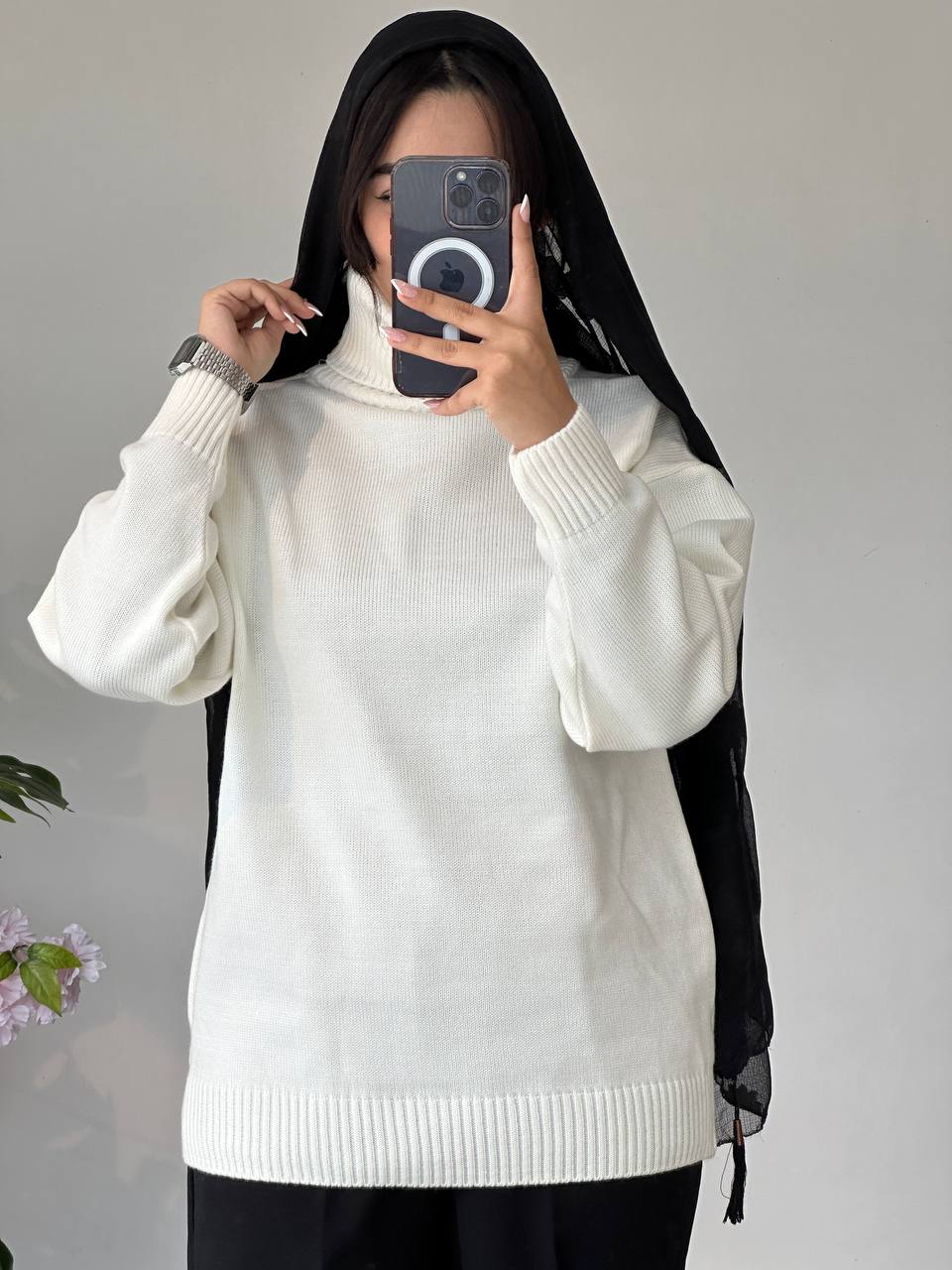 بافت یقه اسکی  زنانه